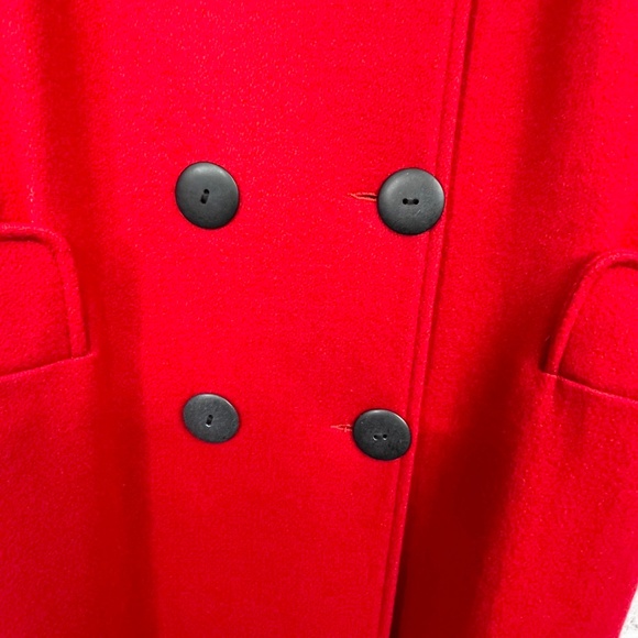 NWOT VINTAGE |•PARIS SPORT CLUB•| Statement Long Red Wool Black Leather Sz 11/12 - Picture 5 of 15